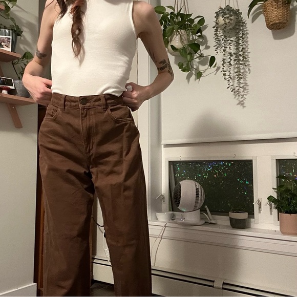 GARAGE WIDE LEG JEANS BROWN DENIM - Picture 7 of 7
